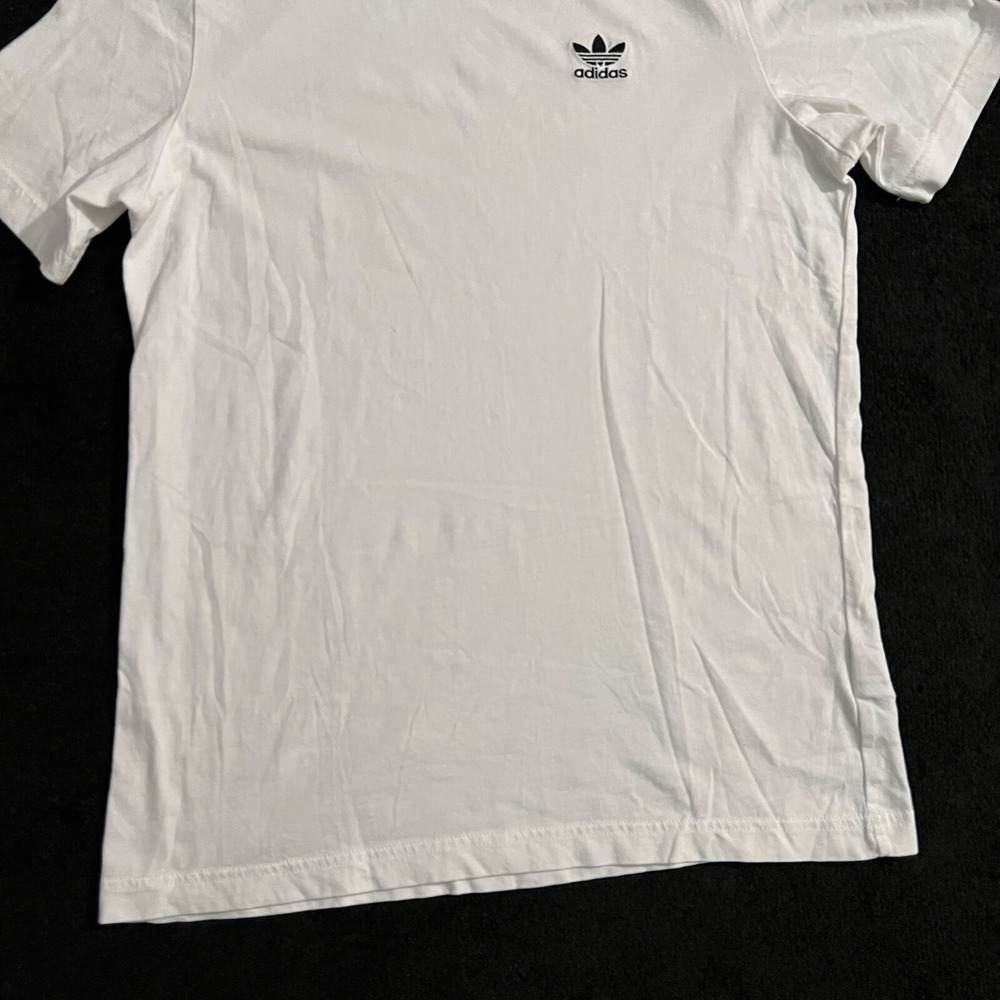 Adidas Shirt Mens Small Originals Trefoil Essentials White Short Sleeve Cotton - Picture 2 of 9